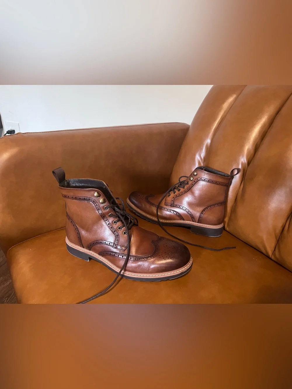 Jonsen Milan vegan leather wingtip derby boots men’s size 10-10.5
